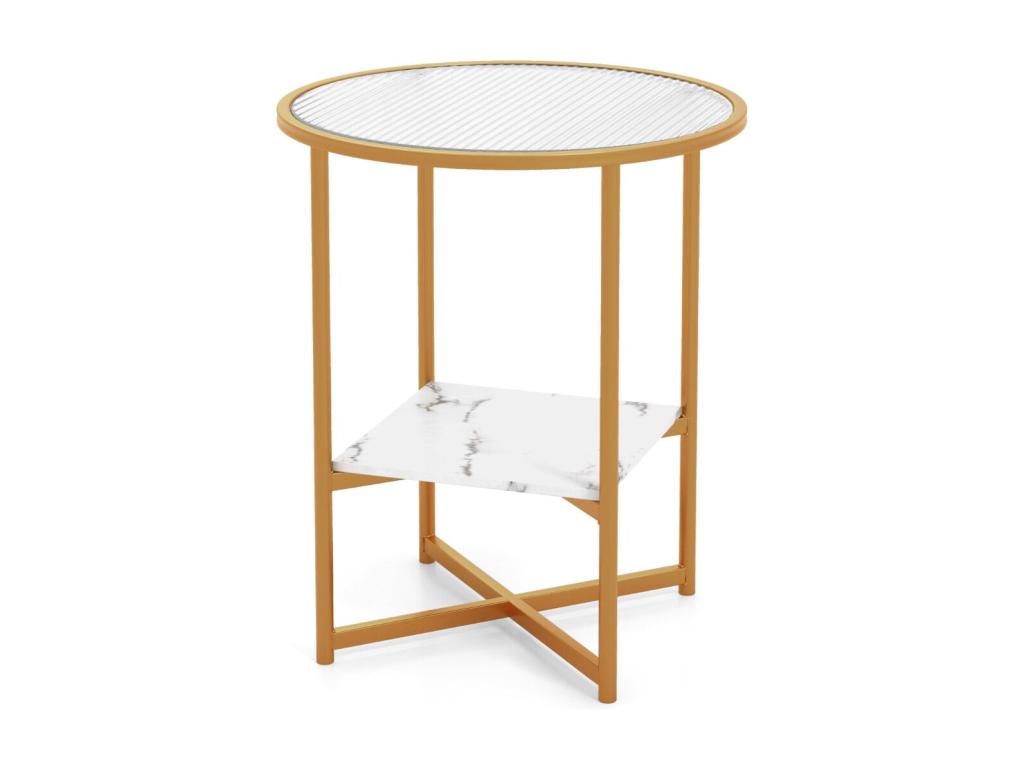 Table d'appoint ronde bout métal blanche 50x50x60 cm 20 0005207 JSYK18308