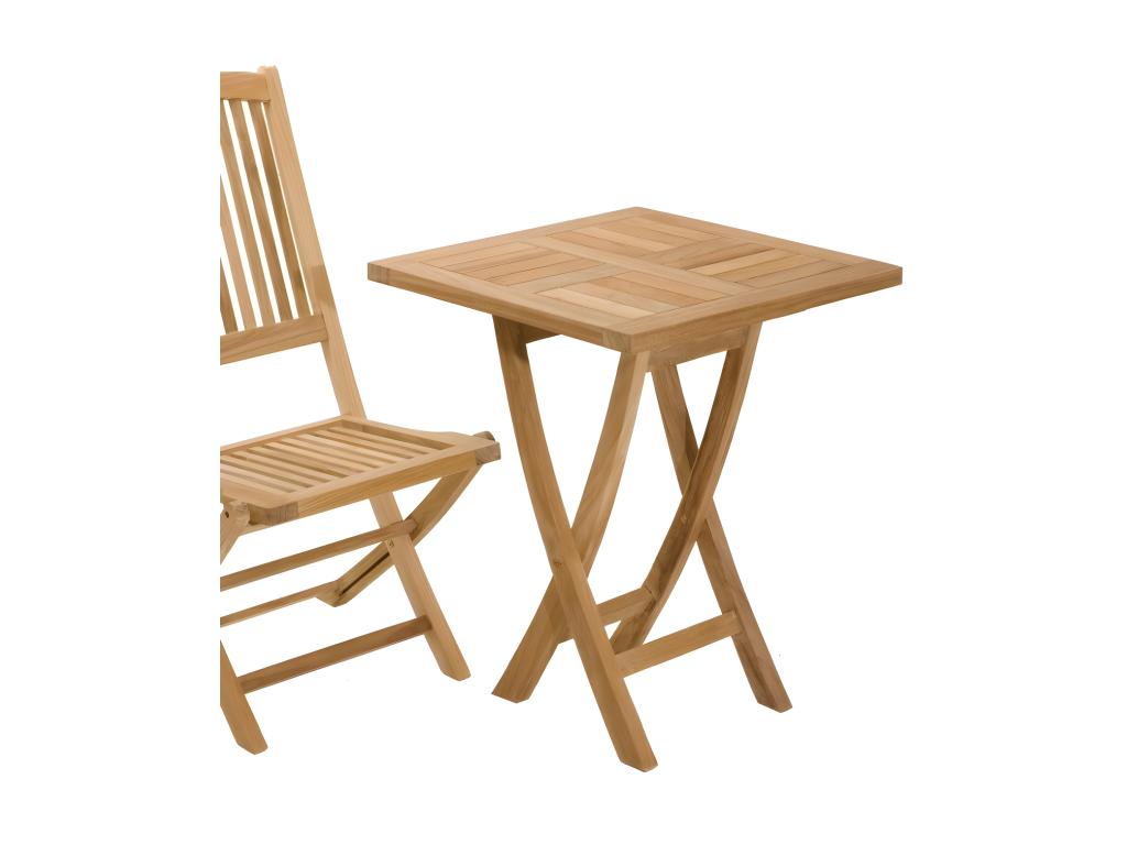 Chicyla - Table de jardin 2 personnes carrée pliante 60x60cm en bois Teck RMTN85652