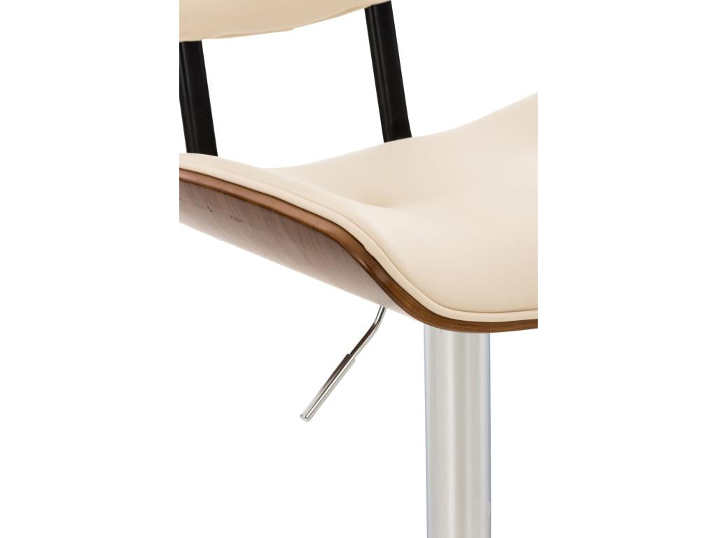 Lot de 2 Tabourets de bar - Similicuir / Métal chromé - Noyer / Crème - Sarnia NAXC71791