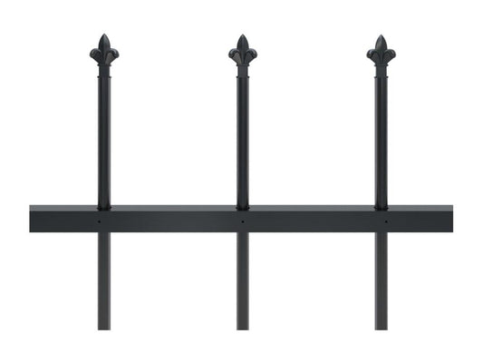 Garden fence with spear-shaped top, steel, 13.6 x 0.6 m, black, BDTV61996
