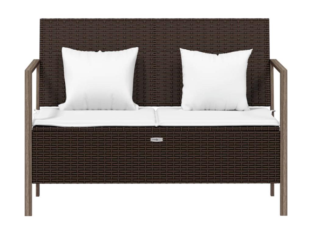 Banc de jardin à 2 places avec coussins Marron Résine tressée SDAF03929