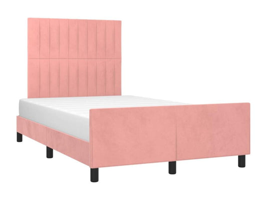 Bed with headboard, pink, 120x200 cm, velvet, BVDE41844