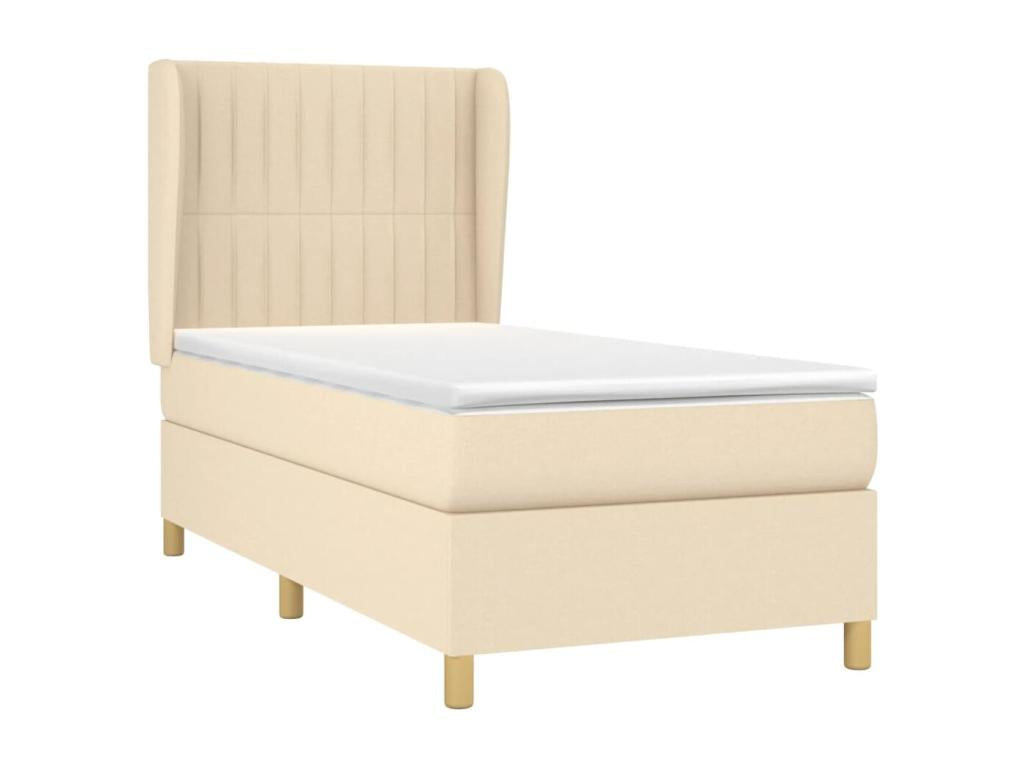 Lit à sommier tapissier avec matelas Crème 100x200 cm Tissu VHVM41098