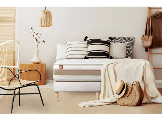 LE TENDRE 160x200cm Pocket Springs Memory Foam 7 Comfort Zones - 28cm Thick Double Bed Bases White WYKN00284