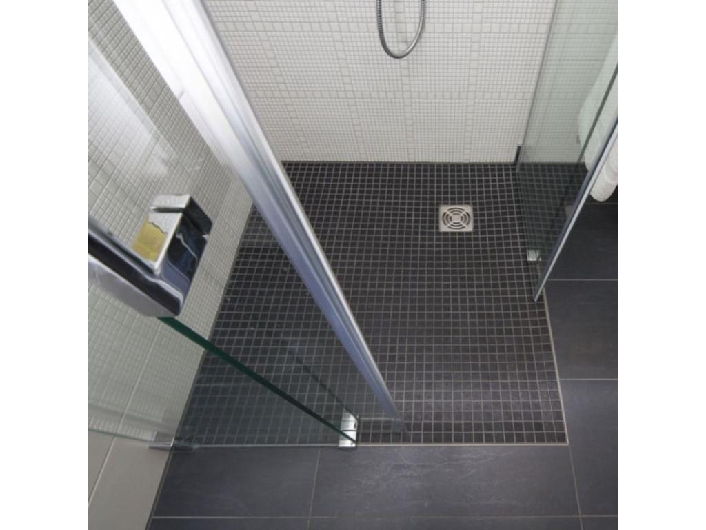 Receveur de douche à carreler 90x90 Domopure Primo carré écoulement excentré bonde verticale Domopure d'étanchéité colle 320 ZKZG98457