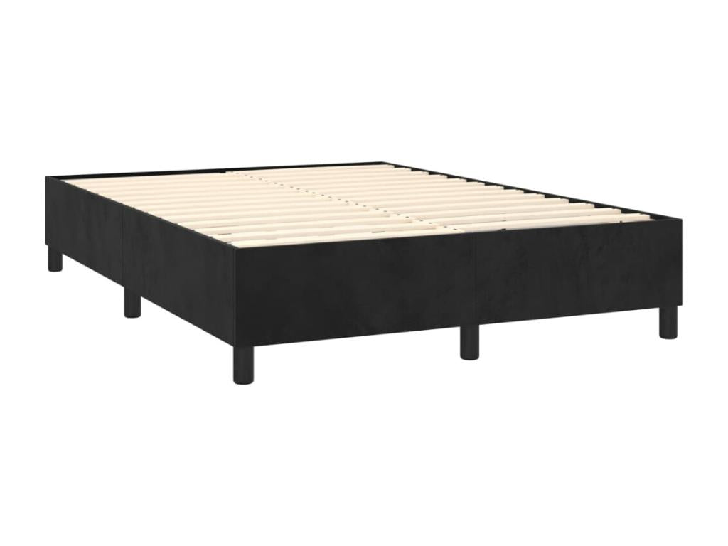 Lit à sommier tapissier avec matelas Noir 140x200 cm Velours JDPI76886