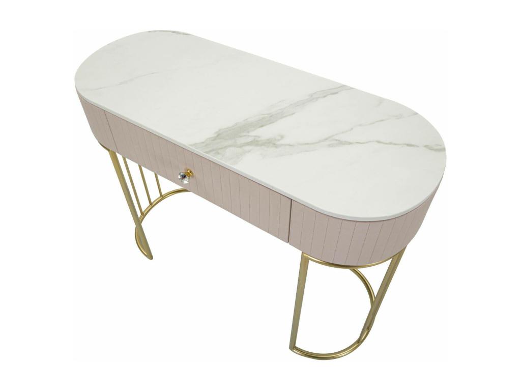 Console Abstraktes Table polyvalente Armoire de rangement Bureau du couloir 100x40 h75 cm Rose et Blanc KIIA48989