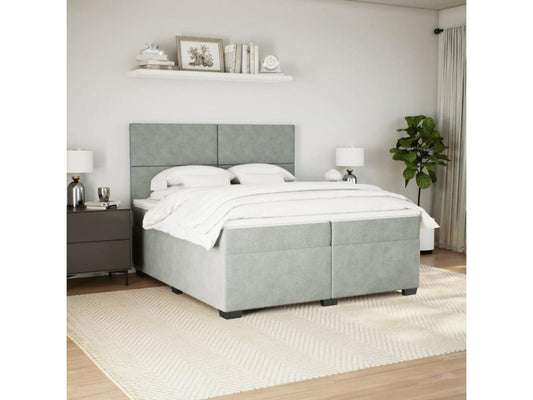 Chicyla bed base and mattress, light grey, 200x200cm, velvet, EGUM56539