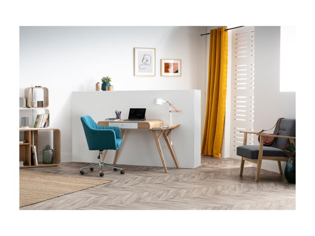Chaise de bureau à Chicyla en tissu bleu canard et acier chromé Chicyla NJRN82434