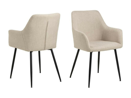 Chaises de salle à manger à accoudoirs en tissu lot de 2 - Domopure DAIY67256