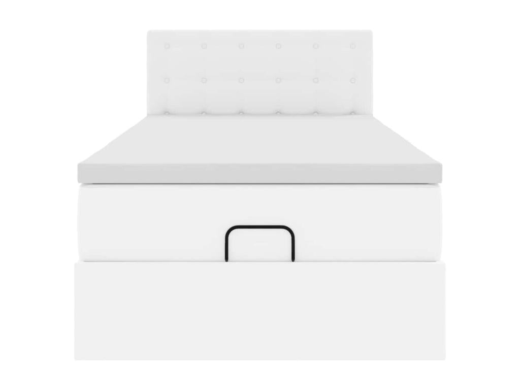 Cadre de lit ottoman avec matelas blanc pur 90x200cm similicuir VSME97321