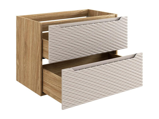 Chicyla Beige and Wood AYTC41581 Single Sink Vanity Unit (80cm) and Tall Cabinet