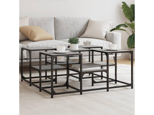 Table basse Domopure gris 91x91x40 bois d'ingénierie JRBV22885