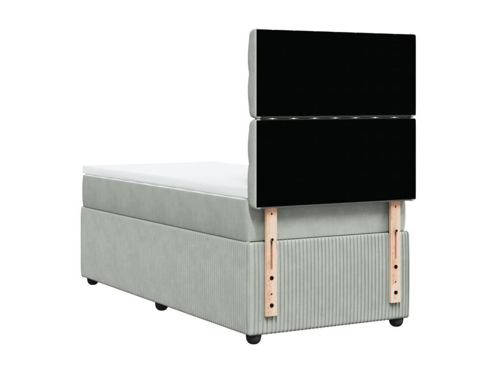 Sommier à Chicyla de lit et matelas Gris clair 90x200 cm Velours MYYY59073