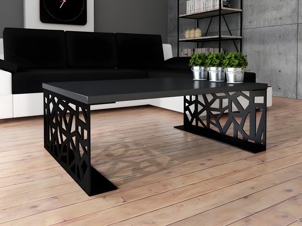 Table basse Domopure 101 Noir brillant - Noir mat 45x70x100cm Stratifié Angulaire IXUL92010