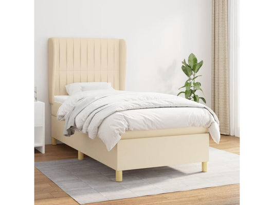Upholstered bed base with mattress, Cream, 100x200 cm, Fabric VHVM41098