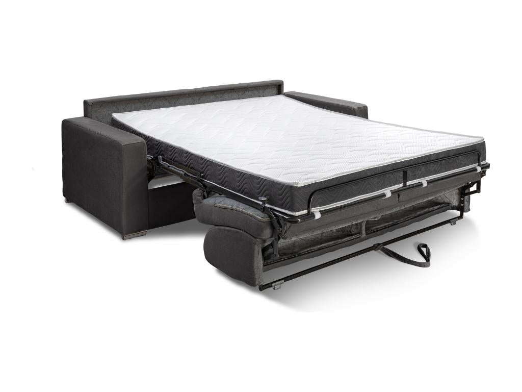 Canapé 4 places convertible express en simili gris - Couchage Domopure larges 160 cm - Matelas 16 cm avec mousse à mémoire de forme Domopure AABA63387