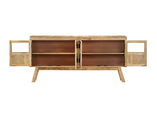 Buffet marron et noir 160x30x76 cm bois massif de manguier ZKVN43388