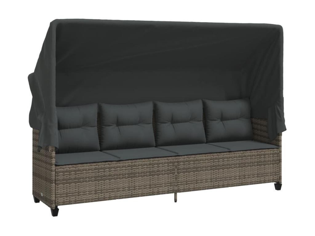 Salon de jardin 5 pièces avec coussins gris résine tressée AOYP44472