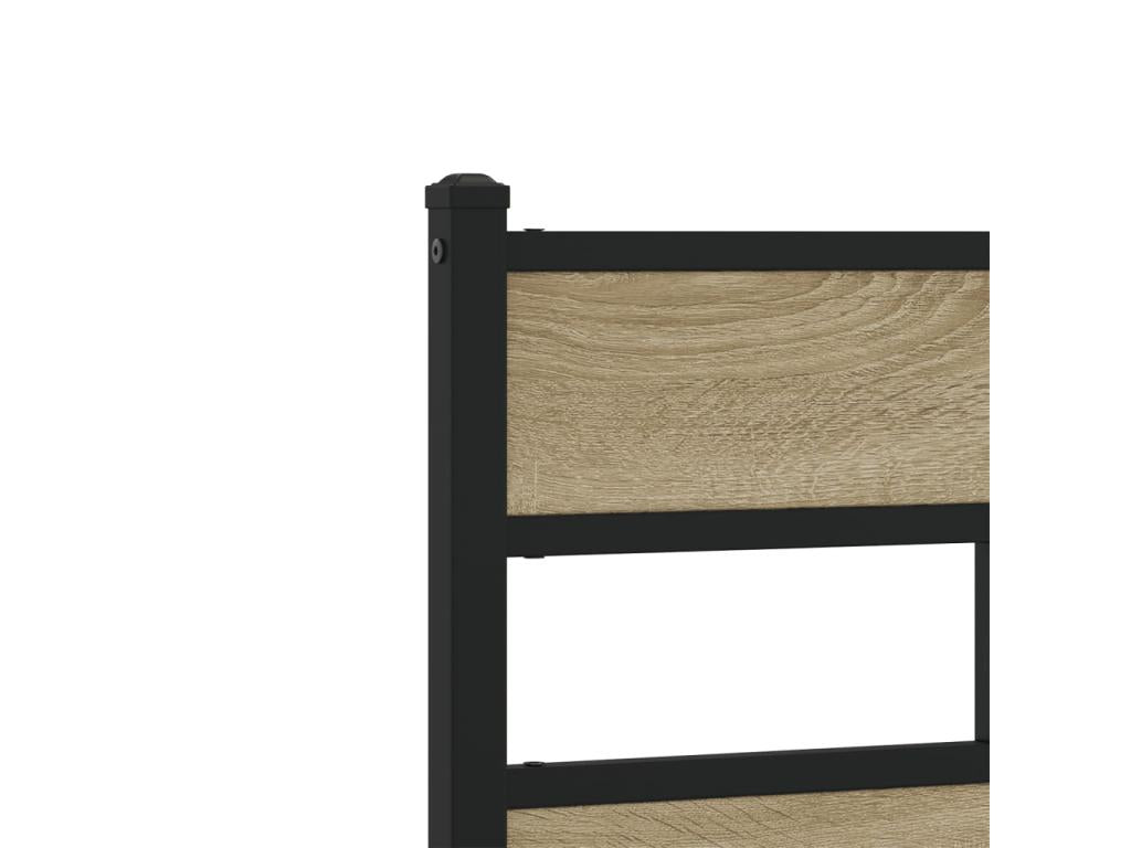 Cadre de lit en métal sans matelas chêne Domopure 135x190 cm YXPP33981