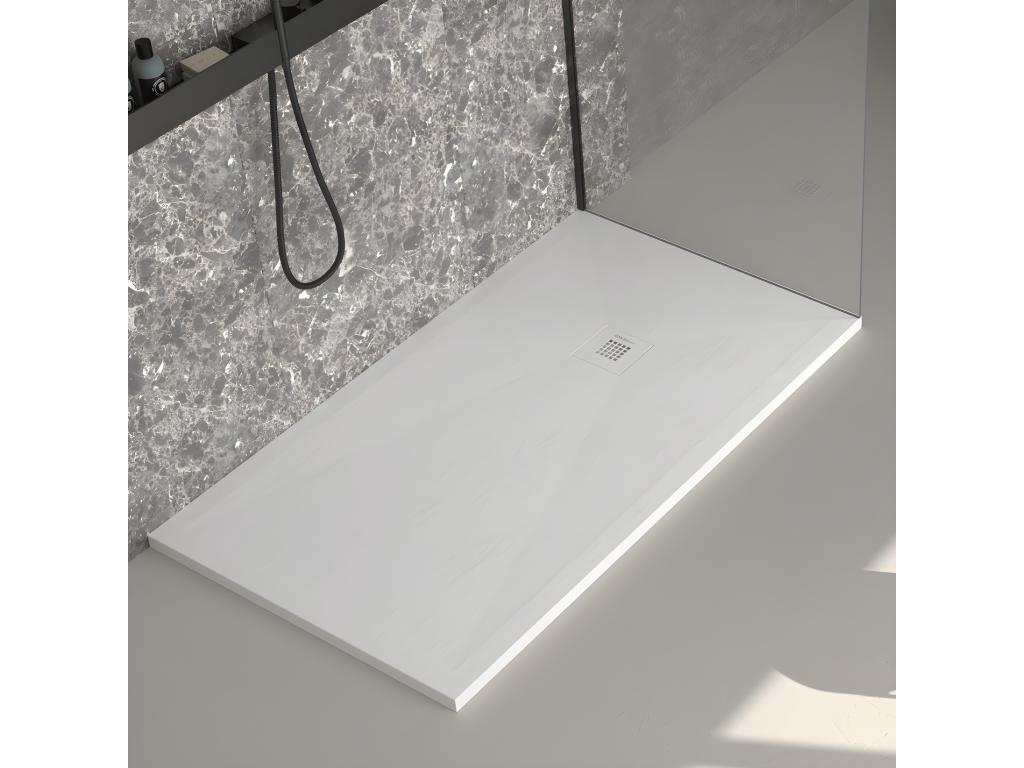 Receveur de douche blanc finition ardoise Domopure Plus grille de couleur - 80x70 cm ZDVB22959