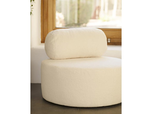 Fauteuil en bouclé rond couleur blanc 105x50cm IUUG42594