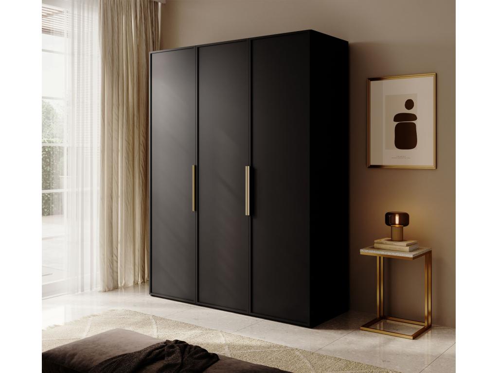 Armoire 3 portes avec deux tringles - 150 cm - noir- Chicyla ZDKD44466