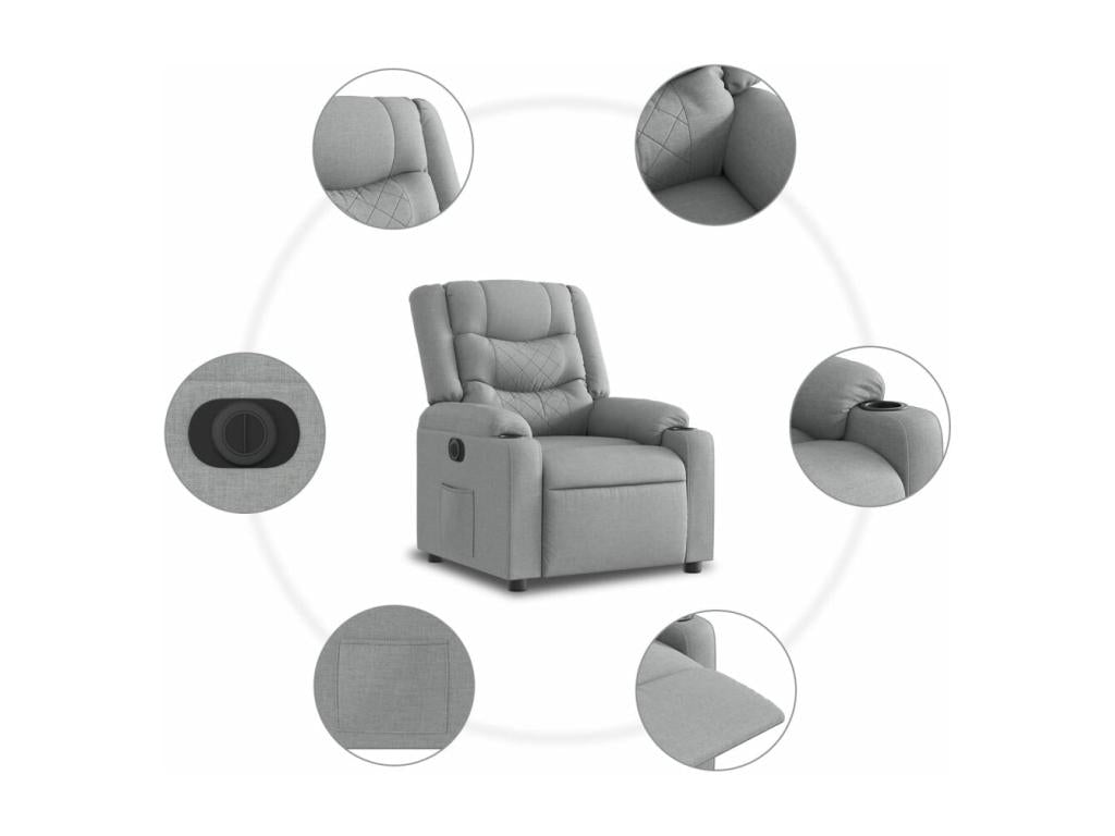 Fauteuil inclinable électrique Gris clair Tissu XBWV67924
