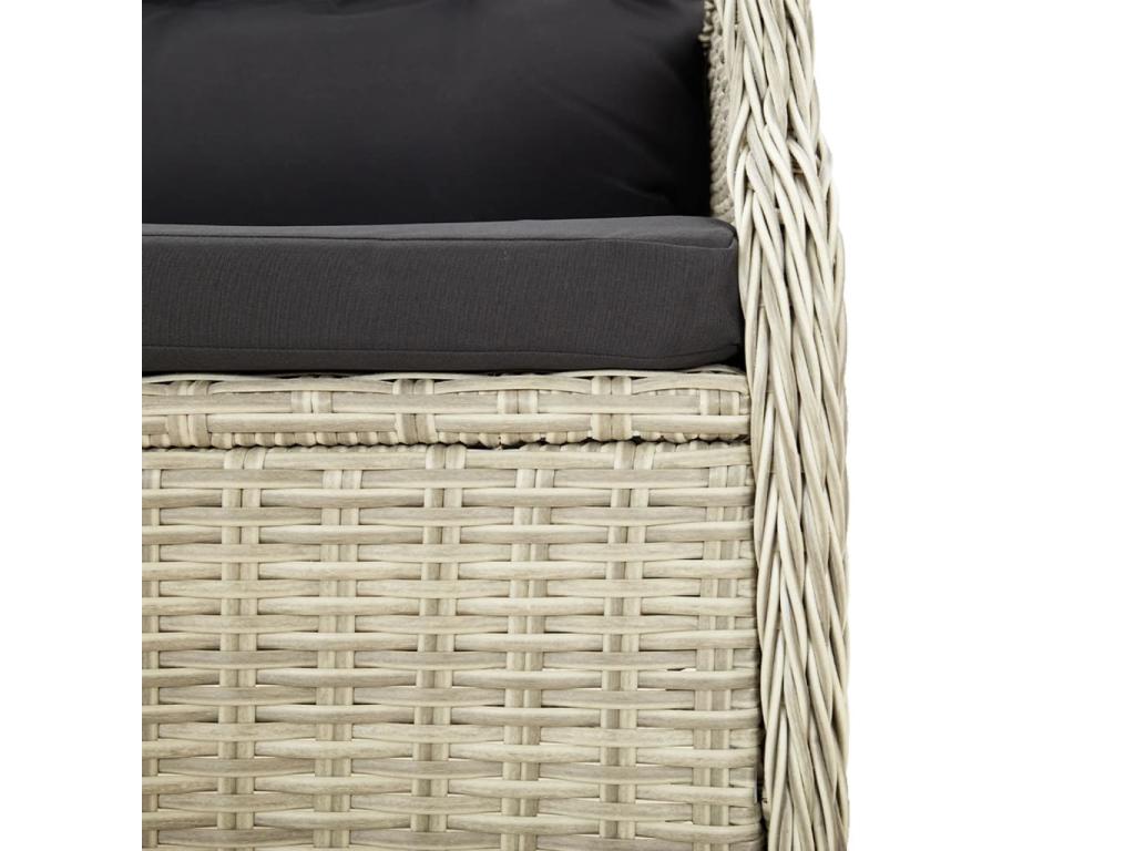 Banc de jardin à 2 places et coussins gris clair résine tressée SYDQ41706