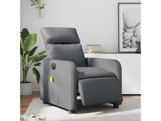 Fauteuil massant inclinable électrique gris similicuir EZQC38308