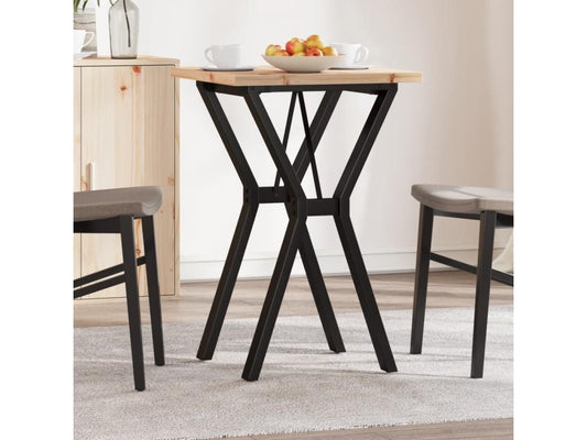 Table à manger cadre en Y 50x50x75.5cm bois de pin massif fonte UVOH13611