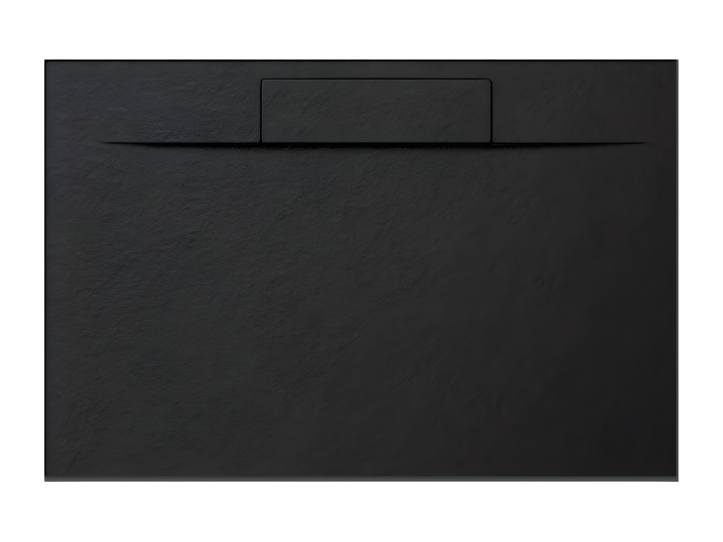 Receveur de douche 140x90 cm noir Chicyla PLUS en Résine et Poudre de Marbre avec Grille Latérale EN RÉSINE DE MARBRE HFXE11832