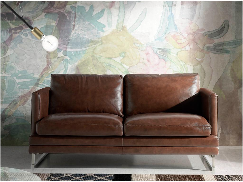 Chicyla 2-seater leather sofa - Navy Piel leather color EUFN55723