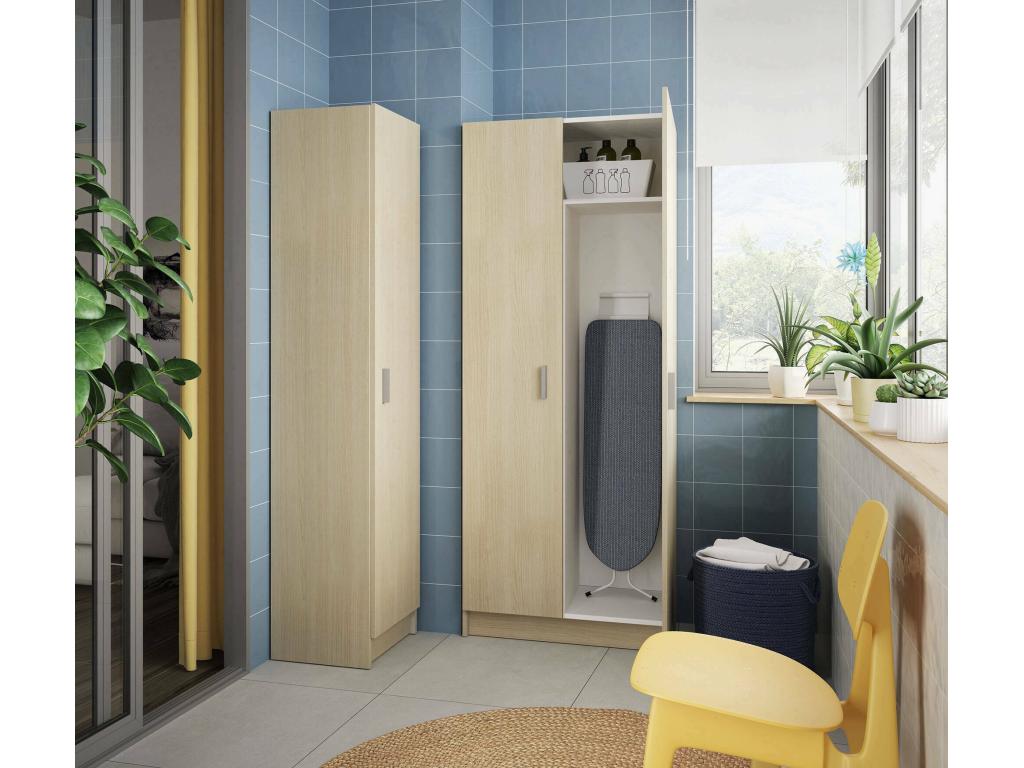 Armoire polyvalente Chicyla Armoire à balais avec 2 portes Étagère à chaussures avec étagères Armoire à balais cm73x37h180 cm Chêne LFHH51339