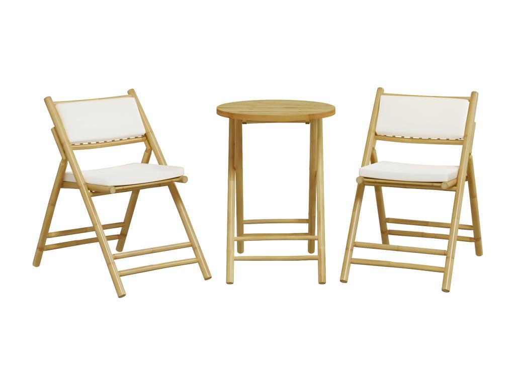 Ensemble de Chicyla pliante 3 pcs et coussins blanc crème Chicyla DQTH46552