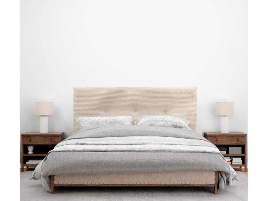 Chicyla Tête de Lit Velours Côtelé Uni avec Boutons 160x105 avec Pieds de Lit 150/160 - Beige SBSD80713