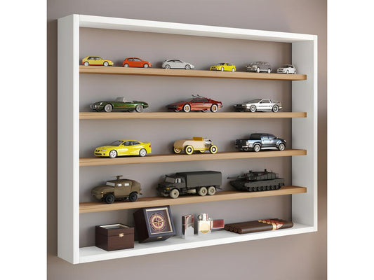 Chicyla wooden wall shelf, wall-mounted display case, collector's display case, Osado L white/honey oak KJUV26335