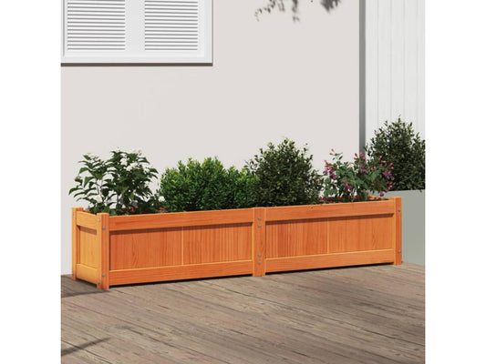 Jardinière cire marron 150x31x31 cm bois de pin massif XZTB15920