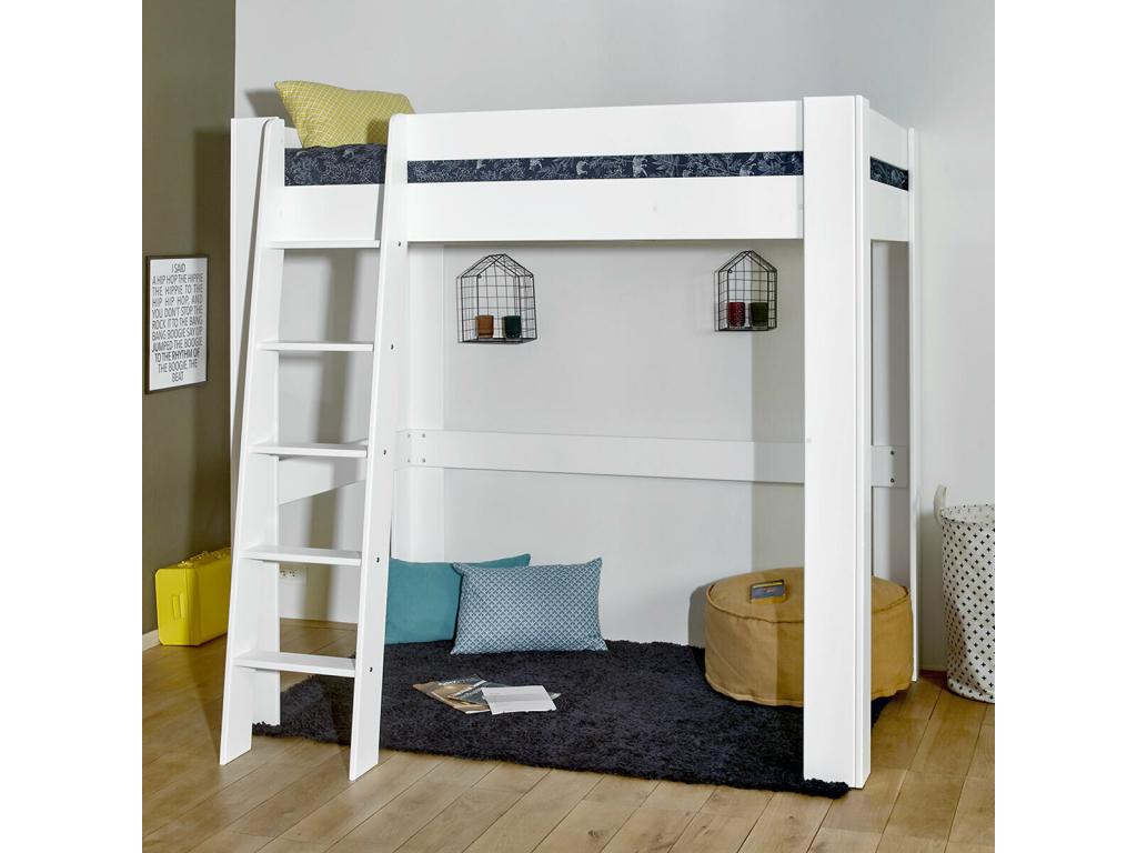 Lit mezzanine 2 places 120x190 cm bois massif bois naturel Domopure FFLZ78775