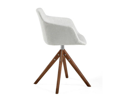 Chaise pivotante tissu beige et bois de frêne Domopure - Lot de 2-Couleur Domopure 01 CJKD72680