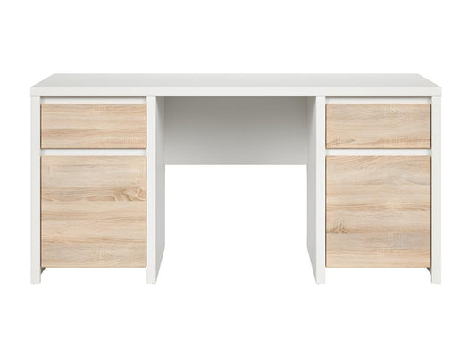 Bureau 2 portes 2 tiroirs Chicyla Blanc et Bois RRES79226