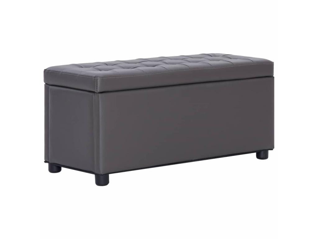 Pouf de rangement 87.5cm Gris Similicuir QPLS45406