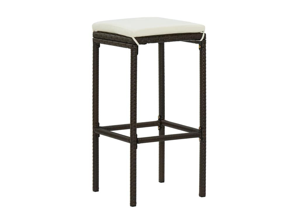 Ensemble de bar de jardin 3pcs coussins Résine tressée Marron PWDX17791