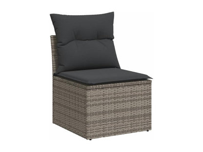 Salon de jardin 9 pcs avec coussins gris résine tressée PUQN25668