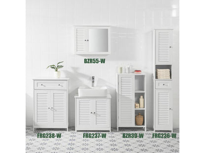 Meuble Bas Meuble Colonne Placard De Rangement Armoire Avec 1 Porte Et 3 Étagères Blanc BZr39-w EKGU57292