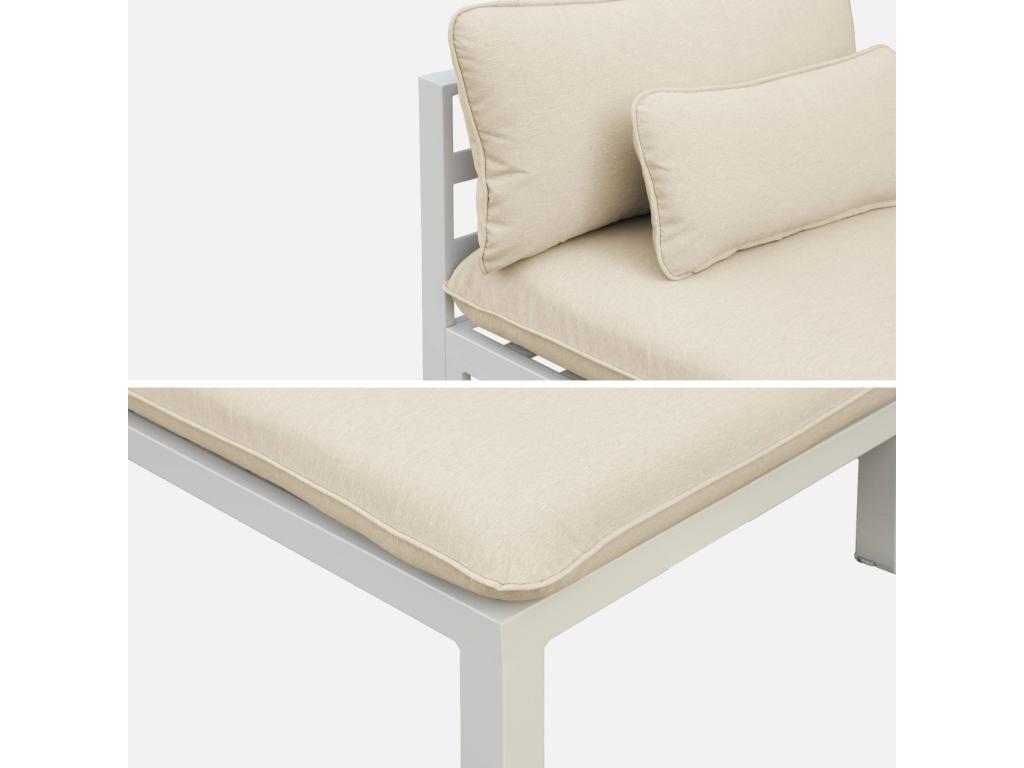 Salon de jardin 5 places en aluminium – assises profondes – Domopure – Naturel VVON85484