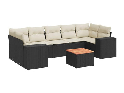 Salon de jardin 8 pcs avec coussins noir résine tressée UAQA91348