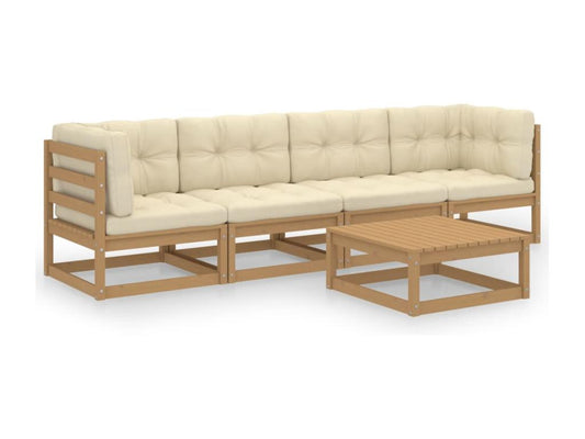 Salon de jardin 5 pcs avec coussins Bois de pin massif TVNU76989