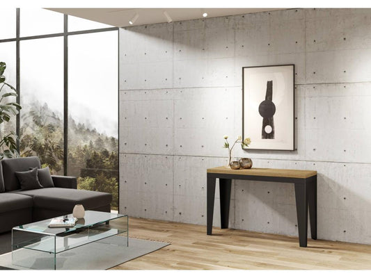 Table extensible portefeuille 120x45/90 cm Flame Double Chêne Nature cadre Anthracite UYFW41049