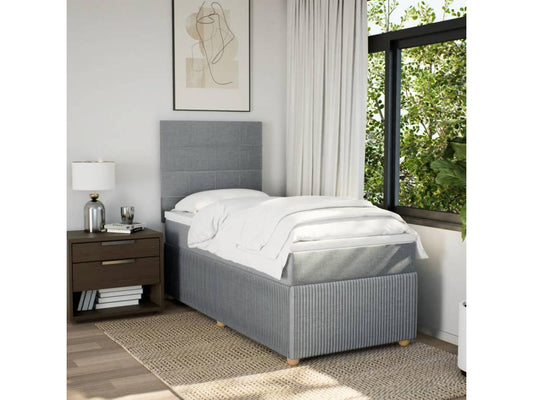 Sommier à Chicyla de lit avec matelas gris clair 80x200 cm tissu QMFX00476